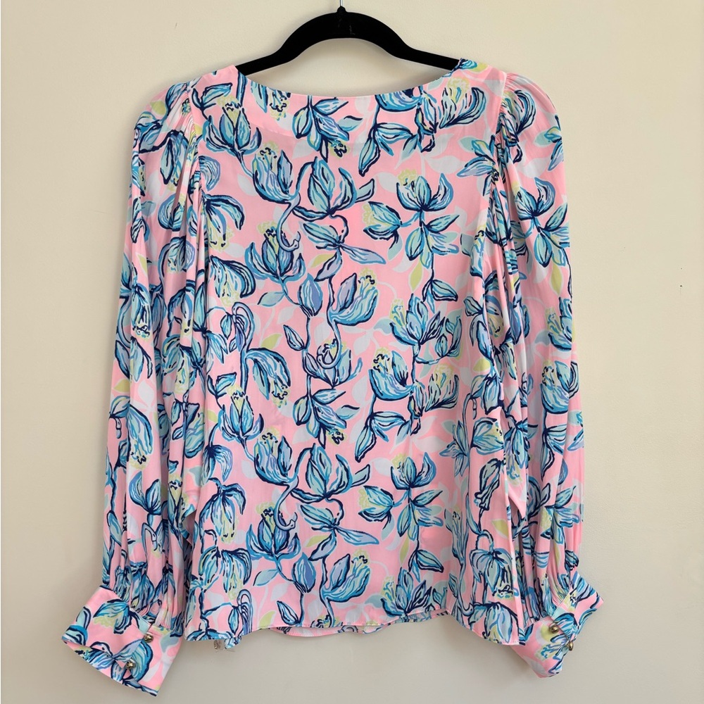 NEW!! Lilly Pulitzer, Floral Pink and Blue Women's Top, size S - Picture 8 of 9
